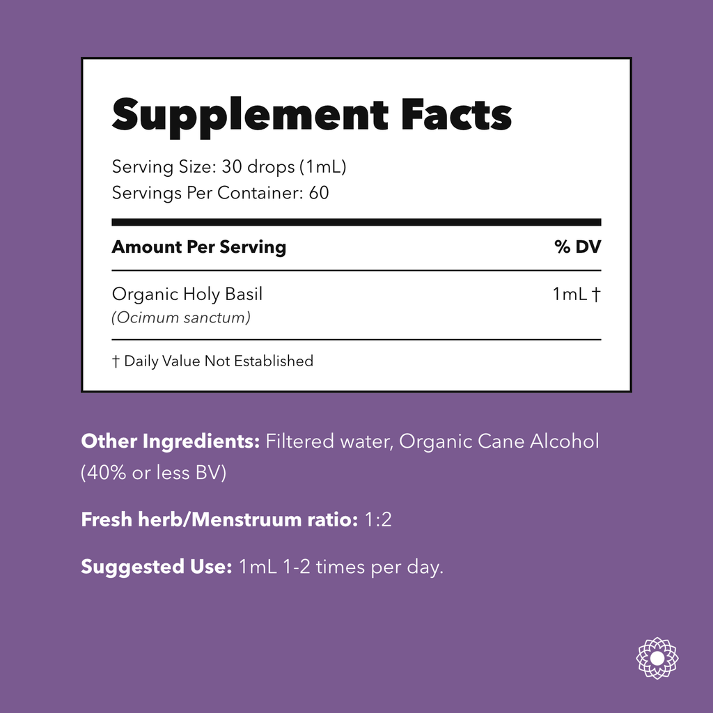 Tulsi Fresh Spagyric Tincture — Supplement Facts